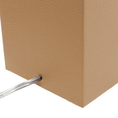 Lalia Home Lexington 21" 2-Pack Leather Base Modern Bedside Table Lamp Set, White Fabric Shade, Beige (LHT-3008-BG-2PK)