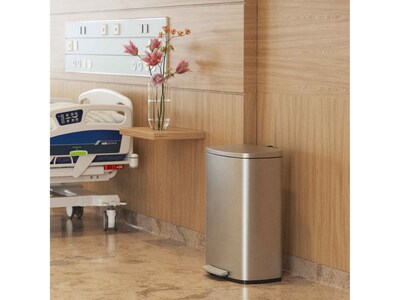 HLS Commercial Stainless Steel Trash Can with Hinged Lid, 13.2-Gallon, Silver (HLSS13RFR)