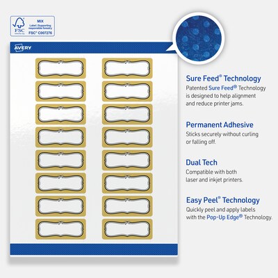 Avery Rectangle Laser/Inkjet Multipurpose Labels, 1" x 2-5/8", White, 160/Pack (19479370968)