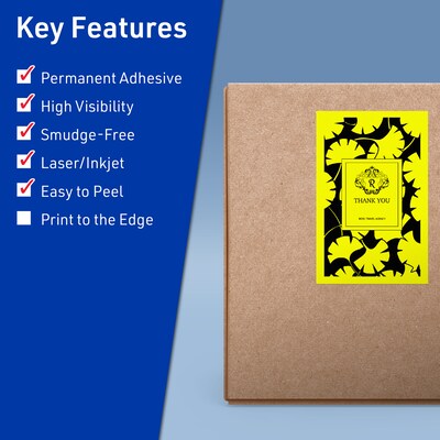 Avery Laser/Inkjet Rectangle Multipurpose Labels, 5.5" x 8.5", Neon Yellow, 40/Pack (94229)