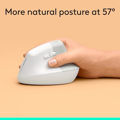 Logitech Lif Vertical Wireless Ergonomic  Optical Mouse, Off-White (910-006469)