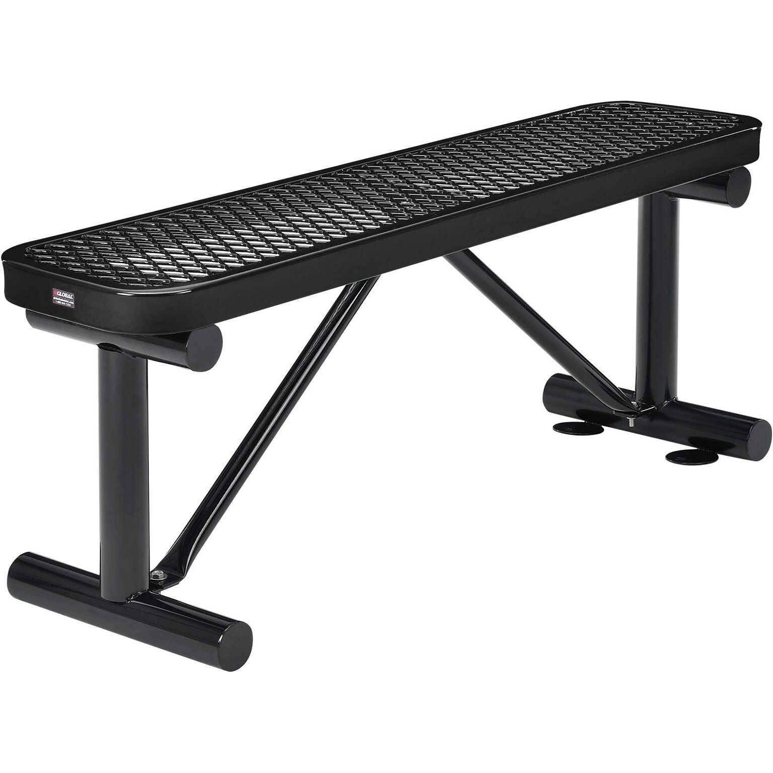 Global Industrial 4 Outdoor Steel Flat Bench, Expanded Metal, Black (695741BK)