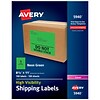 Avery Laser Shipping Labels, 8-1/2 x 11, Neon Green, 1 Label/Sheet, 100 Sheets/Box, 100 Labels/Box