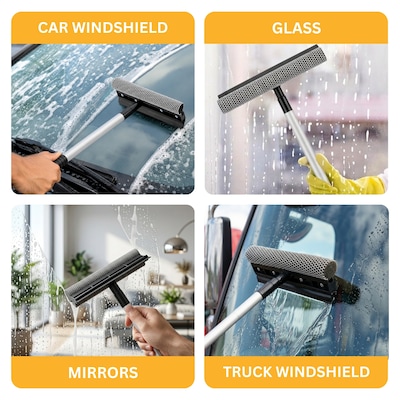 Gritt Commercial Telescoping 8' Window Squeegee & Washer, Black/Silver (GRI185-8-39-EA)