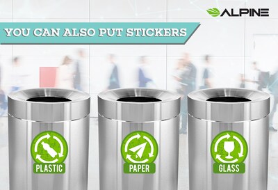 Alpine Industries Stainless Steel Trash Can with Open Lid, 100 Gallon, Silver, 2/Pack (ALP475-50-2PK)