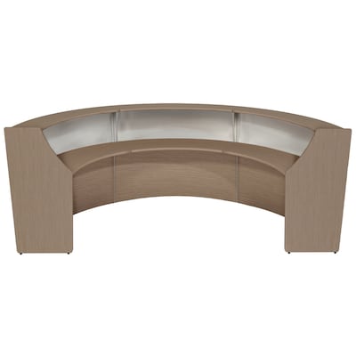 Regency Marque 143.5"W Curved Plexi Triple-Unit Reception Desk Workstation, Noble Oak (77313NO)