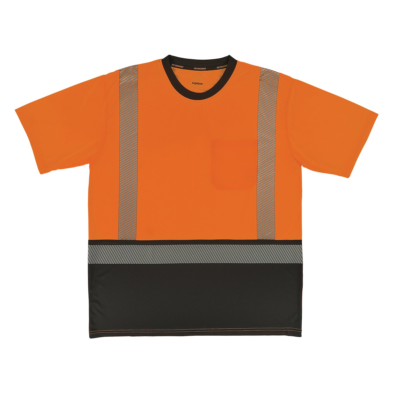 GloWear 8294BK High Visibility Short Sleeve Black Bottom T-Shirt, ANSI Type R Class 2, Orange, 4XL (22288)