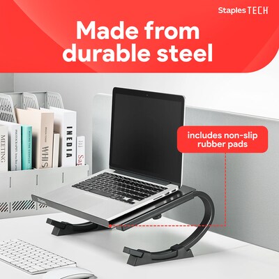 Staples TECH 14.75 x 11.25 Steel Adjustable Laptop Stand, Black (51232)