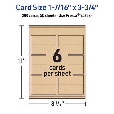 Avery Integrated Cards, 1-7/16" x 3.75", Matte Kraft Brown, 300/Box (95289)