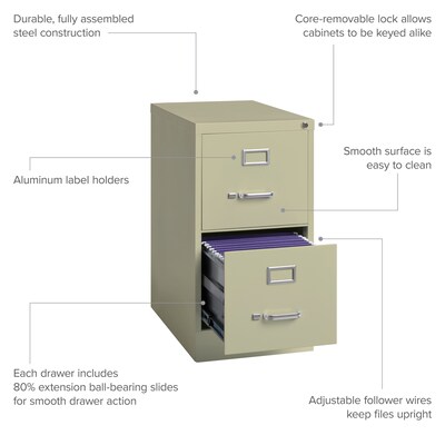 2-Drawer Vertical File Cabinet, Letter-Size, Putty, 22" Deep (17889)