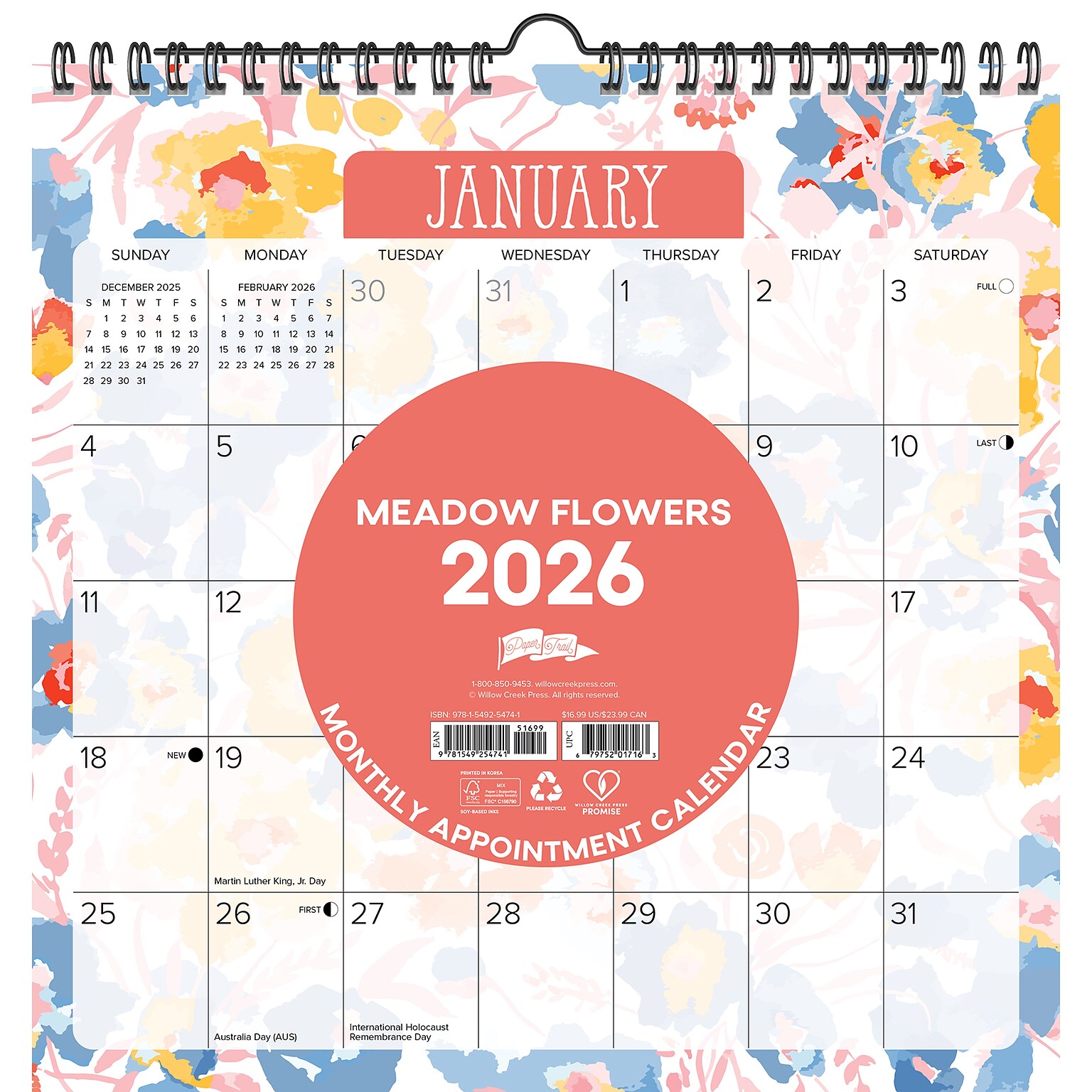 2026 Willow Creek Meadow Flowers 12 x 12 Monthly Wall Calendar (54741)