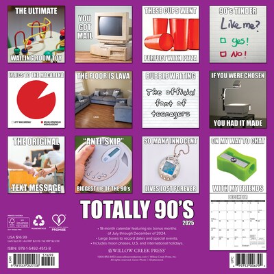 2025 Willow Creek Totally 90s 12 x 12 Monthly Wall Calendar (45138)