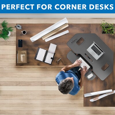 Mount-It! 43"W Manual Corner Adjustable Standing Desk Converter, Black (MI-7958A)