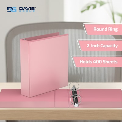Davis Group, 2, 8.5 x 11, Round Ring View Binder, Pastel Color, Blush, 6/Pack (7413-11-06)
