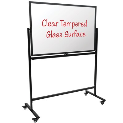 Excello Global Products Glass Mobile Dry-Erase Whiteboard, Aluminum Frame, 48 x 32 (EGP-HD-0552)