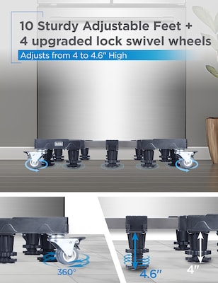 Black + Decker Multi-Functional Mobile Base Stand with 4 Locking Caster Wheels, Black (BWS24)