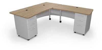 MooreCo Avid Modular Return Double Pedestal Instructor Desk, Buka Bark (91782-7982-7982)