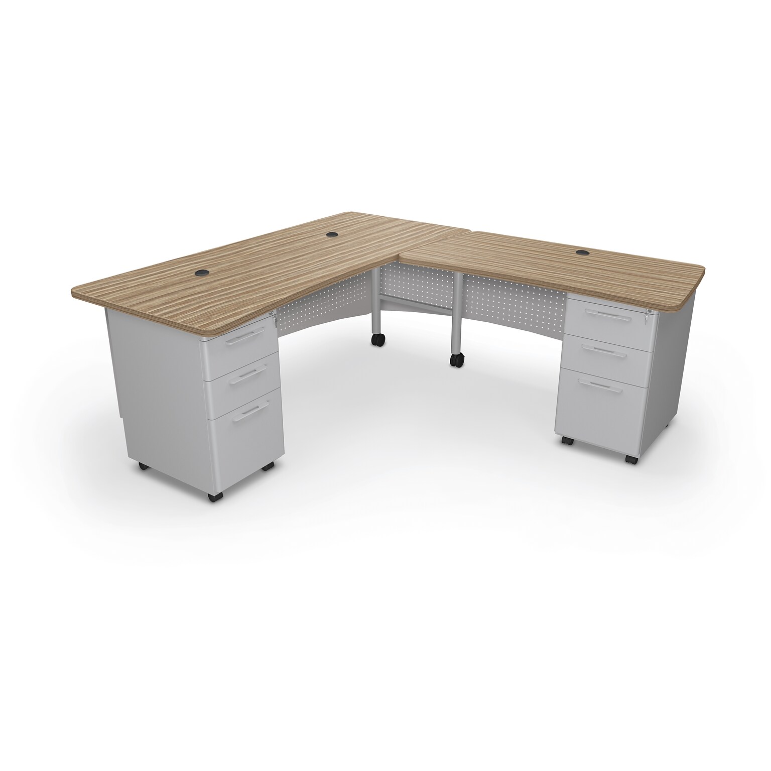 MooreCo Avid Modular Return Double Pedestal Instructor Desk, Buka Bark (91782-7982-7982)