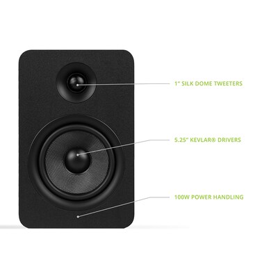 Kanto YU Passive 5.25" Speakers with 1" Silk Dome Tweeter and 5.25" Kevlar Woofer, Black, Pair (YUP6)