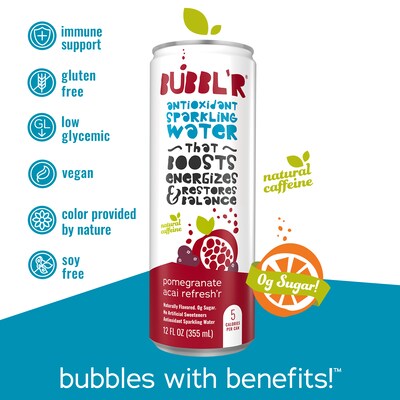Bubbl'r Antioxidant Pomegranate Acai Refresh'r Flavored Sparkling Water, 12 oz., 12 Cans/Pack (WIC39920)