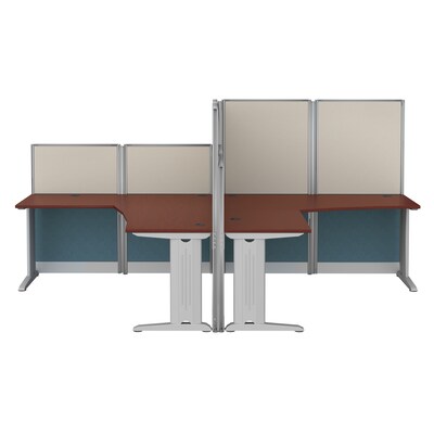 Regency Instant Office 63"H x 129"W 2 Person L-Shaped Cubicle Panel Workstation, Hansen Cherry (IO36494-03K-2P)
