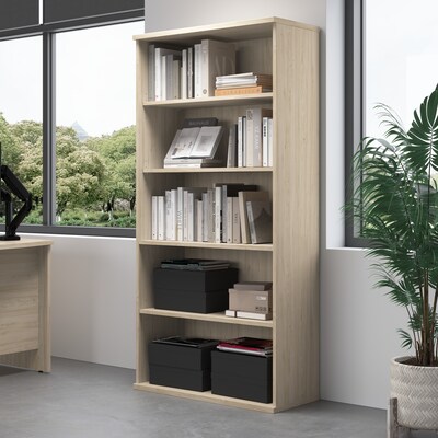 Bush Business Furniture Studio C Tall 5 Shelf Bookcase, Natural Elm (SCB136NE)