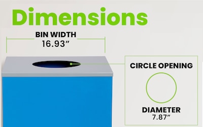 Alpine Industries Steel Recycling and Trash Can with Square and Circle Lid, 29 Gallon, Multicolor, 3/Pack (ALP4450-BLK-KIT35)