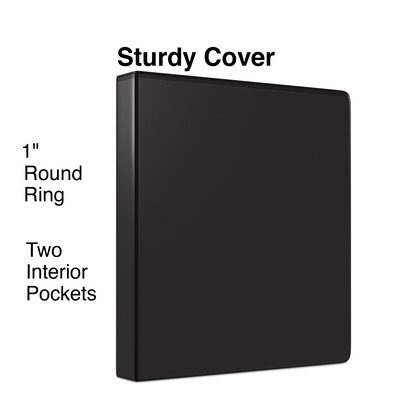 1" Simply™ View Binders with Round Rings, Black, 12/Pack