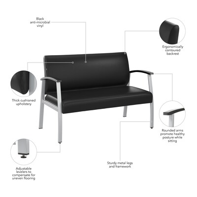 Bush Business Furniture Arrive Vinyl Waiting Room Loveseat, Black (CH3903BVL-03)