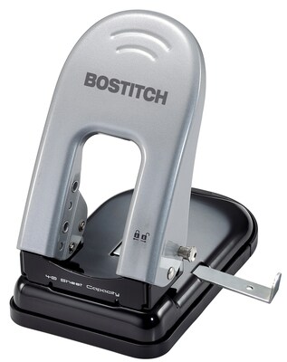 Bostitch EZ Squeeze 2-Hole Punch, 40 Sheet Capacity, Black/Silver (2340)