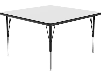 Correll Square Activity Table, 48 x 48, Height-Adjustable, Frosty White/Black (A4848DE-SQ-80)