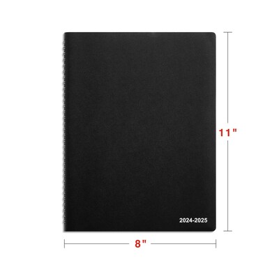 2024-2025 Staples 8" x 11" Academic Weekly & Monthly Planner, Faux Leather Cover, Black (ST23572-23)