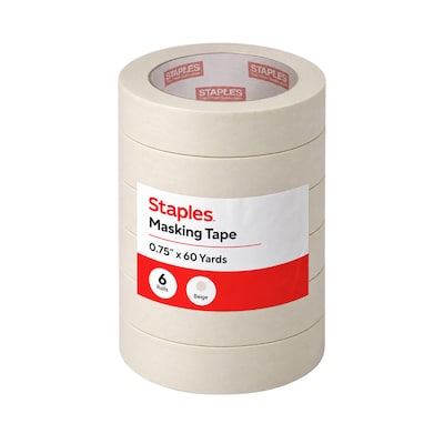 Staples Masking Tape, 0.75” x 60 Yards — 6/Pack