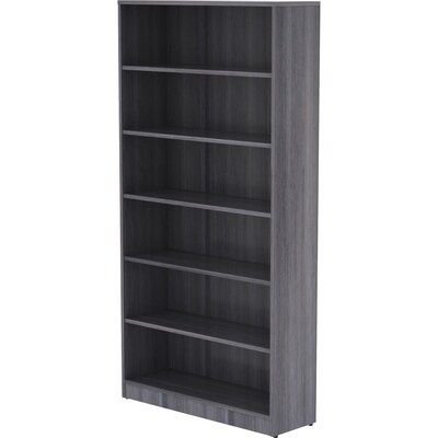 Lorell 72" 6-Shelf Bookcase with Adjustable-Shelves, Weathered Charcoal Laminate (LLR69565)