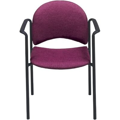 MLP Stacking Chairs; European-Style with Arms, Grey Fabric, Black Frame