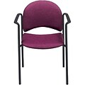 MLP Stacking Chairs; European-Style with Arms, Burgundy Fabric, Black Frame