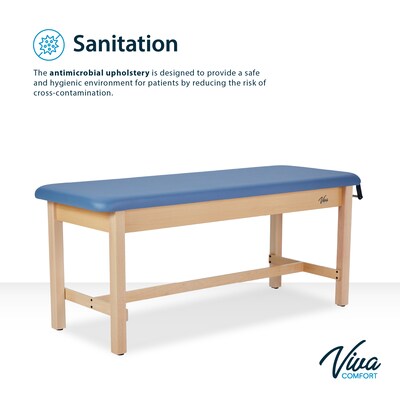 Aristo Wood H-Brace Physician Exam Table with Paper Cutter, and Holder, 500lbs. Capacity, Blue (ADI996-HBFP-BLU)