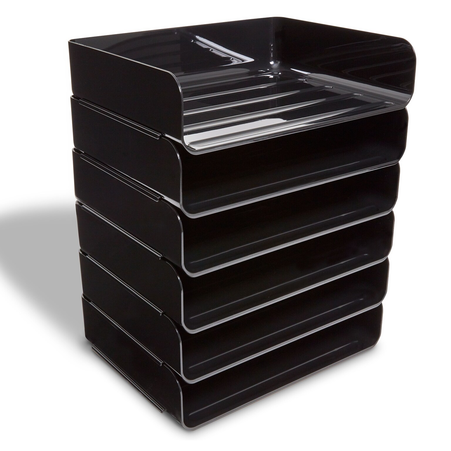 TRU RED™ Side Load Stackable Plastic Letter Tray, Black, 6/Pack (TR55329)