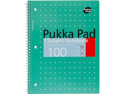 Pukka Pad Metallic 1-Subject Notebooks, 8 x 10.5, College Ruled, 100 Sheets, Green, 3/Pack (8795-M