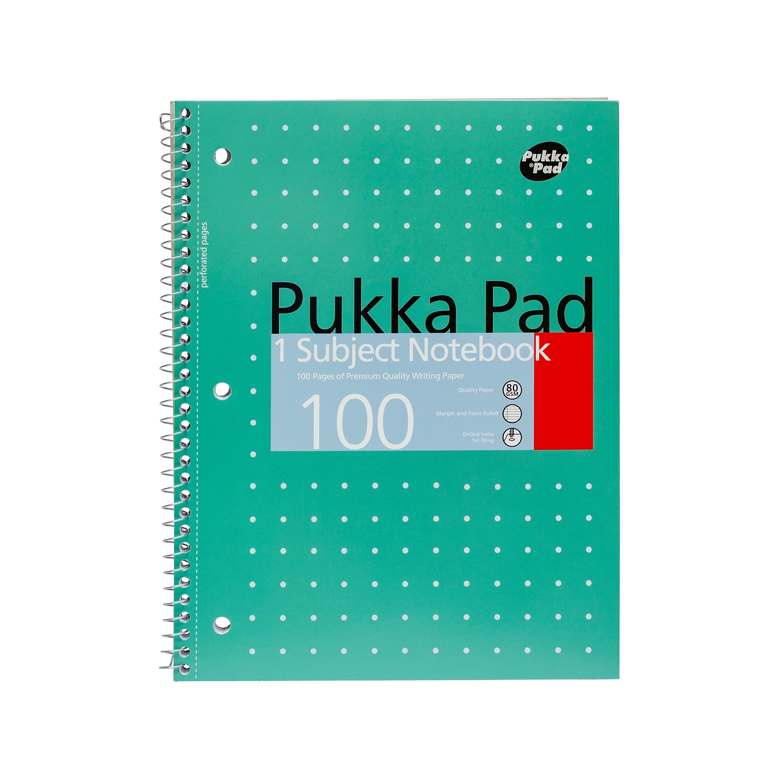 Pukka Pad Metallic 1-Subject Notebooks, 8 x 10.5, College Ruled, 100 Sheets, Green, 3/Pack (8795-MET)