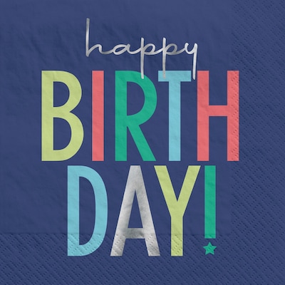 Party City Modern Birthday Lunch Napkin, 3-Ply, Multicolor, 16 Napkins/Pack (AM512867-NS)