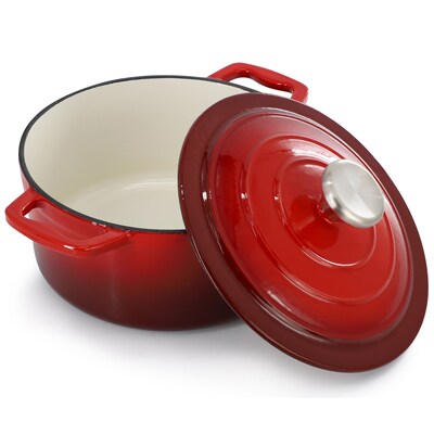 Elama Cast Iron 2.7 Qt Dutch Oven, Red (935124508M)