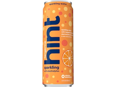Hint Tangerine Sparkling Water with Electrolytes, 12 fl. oz., 12 Cans/Carton (HINT-TANGCAN-E)
