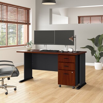 Bush Business Furniture Cubix 60"W Desk, Hansen Cherry/Galaxy (WC90460A)