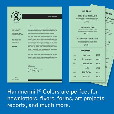 Hammermill 11" x 17" Colored Copy Paper, 20 lbs., Green, 500 Sheets/Ream, 5 Reams/Carton (102186CT)