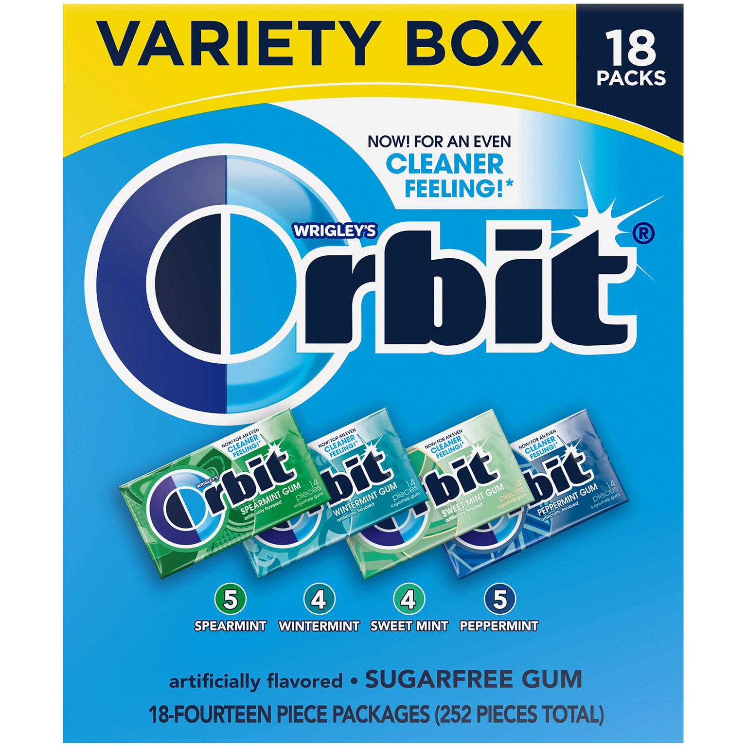 Orbit Variety Box Sugar Free Gum, Assorted Flavors, 12.8 oz., 18/Pack (220-00568)
