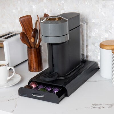 Mind Reader Plastic Nespresso Capsule Storage Drawer, 50 Pod Capacity, Black (NESTRY4PC-BLK)