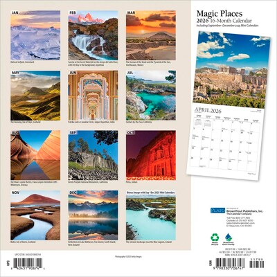 2026 Plato Magic Places 12 x 12 Monthly Wall Calendar (9798330706747)