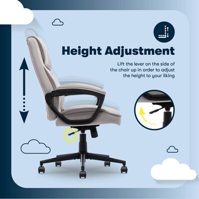 Serta Comfort Classic Ergonomic Velvet Fabric Swivel Executive Chair, Taupe (CCHR10005B)