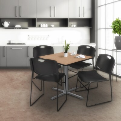 Regency Cain 36 Square X-Base Breakroom Table, Medium, Noble Oak Top/Grey Legs (TB3636NOGY)
